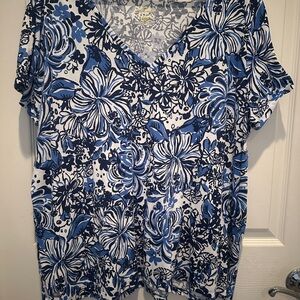 COPY - Lilly Pulitzer Blue Floral Relaxed Tee